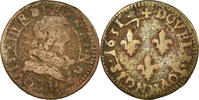 Frankreich Double Tournois Münze, Louis XIII, Double tournois, buste juvénile au col fraisé -