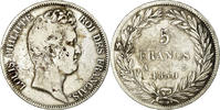 Frankreich 5 Francs Münze, Louis-Philippe, Paris, S+, Silber, KM:738 -