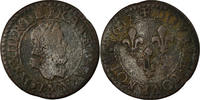 Frankreich Double Tournois Münze, Louis XIII, Double tournois, buste enfantin au col fraisé -