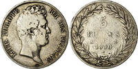 Frankreich 5 Francs Münze, Louis-Philippe, Paris, Sans le I, S, Silber -