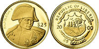 Liberia 25 Dollars Münze, STGL, Gold -