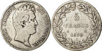 Frankreich 5 Francs Münze, Louis-Philippe, Paris, S, Silber, KM:738 -