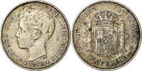 Spanien Peseta Münze, Alfonso XIII, Madrid, SS, Silber, KM:706 -