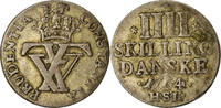Dänemark 4 Skilling Münze, Frederik V, Copenhagen, SS, Silber, KM:598 -
