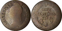 Frankreich 5 Centimes Münze, Dupré, Orléans, SGE+, Bronze, KM:640.9 -