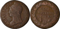 Frankreich 5 Centimes Münze, Dupré, Metz, S, Bronze, KM:640.2, Le -