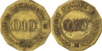 Frankreich 10 Centimes Münze, SS, Messing, Elie:25.2var -
