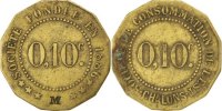 Frankreich 10 Centimes Münze, SS, Messing, Elie:25.2var -