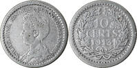 Niederlande 10 Cents Münze, Wilhelmina I, SS, Silber, KM:145 -