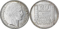 Frankreich 20 Francs Münze, Turin, Paris, VZ+, Silber, KM:879 -
