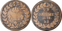 Frankreich Decime Münze, Louis XVIII, Strasbourg, S, Bronze, KM:701 -