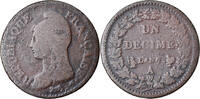Frankreich Decime Münze, Dupré, Paris, SGE+, Bronze, KM:644.1 -