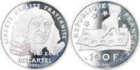 Frankreich 100 Francs Münze, Descartes, Paris, BE, STGL, Silber -