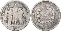 Frankreich 5 Francs Münze, Union et Force, Paris, S+, Silber -