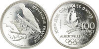 Frankreich 100 Francs Münze, Ski jumpers, Proof, STGL, Silber, KM:995 -
