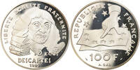 Frankreich 100 Francs Münze, Descartes, Paris, Proof, STGL, Silber -