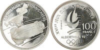 Frankreich 100 Francs Münze, Bobsledding, Proof, STGL, Silber, KM:981 -