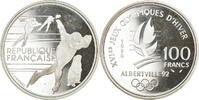 Frankreich 100 Francs Münze, Speed skaters, Albertville 92, STGL -