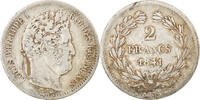 Frankreich 2 Francs Münze, Louis-Philippe, Lille, S+, Silber, KM:743.13 -