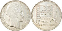 Frankreich 20 Francs Münze, Turin, Paris, VZ, Silber, KM:879 -