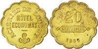 Frankreich 20 Centimes Münze, VZ, Messing, Elie:10.2 -