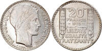 Frankreich 20 Francs Münze, Turin, Paris, VZ+, Silber, KM:879 -
