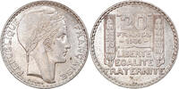 Frankreich 20 Francs Münze, Turin, Paris, SS+, Silber, KM:879 -