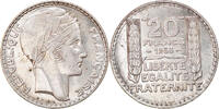 Frankreich 20 Francs Münze, Turin, Paris, VZ, Silber, KM:879 -