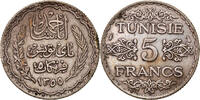 Tunesien 5 Francs Münze, Ahmad Pasha Bey, Paris, SS, Silber -