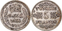 Tunesien 5 Francs Münze, Ahmad Pasha Bey, Paris, SS, Silber -
