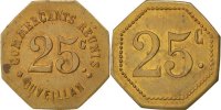 Frankreich 25 Centimes Münze, SS, Messing, Elie:10.3 -