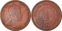 Straits Settlements Cent Münze, Edward VII, S, Bronze, KM:19 -