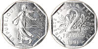 Frankreich 2 Francs Münze, Semeuse, Paris, Medal alignment, STGL -