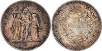 Frankreich 50 Francs Münze, Hercule, Hybrid issue, SS+, Silber -