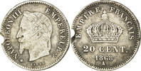 Frankreich 20 Centimes Münze, Napoleon III, Napoléon III, Paris, S+ -