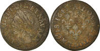 Frankreich Double Tournois Münze, Louis XIII, Corbeil, S+, Kupfer -