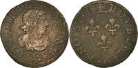 Frankreich Double Tournois Münze, Louis XIII, Double tournois, buste laurée et drapé, Double -
