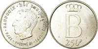 Belgien 250 Francs, 250 Frank VZ, Silber, KM:157.1 -