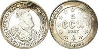 Belgien 5 Ecu Münze, VZ+, Silber, KM:166 -