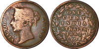 Straits Settlements Cent Münze, Victoria, S, Kupfer, KM:6 -