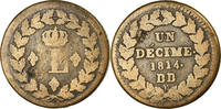 Frankreich Decime Münze, Louis XVIII, Strasbourg, S, Bronze, KM:701 -
