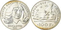 Frankreich 100 Francs Münze, Descartes, VZ+, Silber, KM:996 -