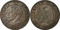 Frankreich 2 Centimes Münze, Napoleon III, Napoléon III, Paris, SS+ -