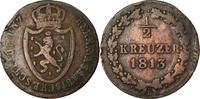 Deutsch Staaten 1/2 Kreuzer Münze, NASSAU, Usingen, SS, Kupfer, KM:33 -
