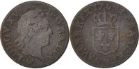 Frankreich Liard Münze, Louis XV, Liard à la vieille tête, Metz -
