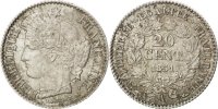 Frankreich 20 Centimes Münze, Cérès, Paris, VZ+, Silber, KM:758.1 -