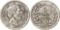 Niederlande 5 Cents Münze, William III, SS, Silber, KM:91 -