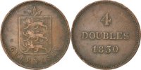 Guernsey 4 Doubles Münze, S, Kupfer, KM:2 -