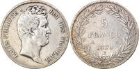 Frankreich 5 Francs Münze, Louis-Philippe, Paris, S+, Silber, KM:735.1 -