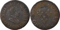 Frankreich Double Tournois Münze, Louis XIII, Paris, SS, Kupfer -